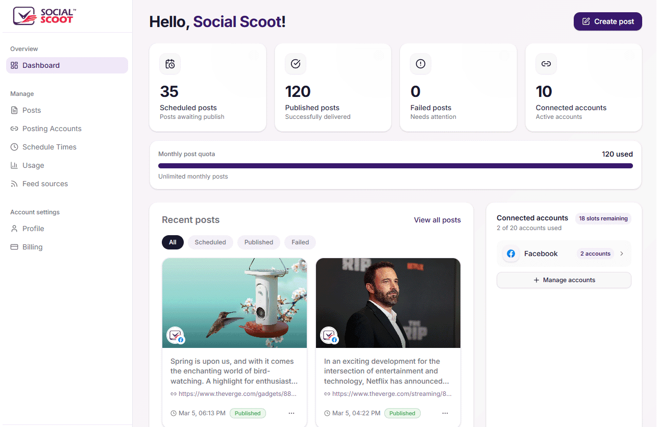 Social Scoot Dashboard