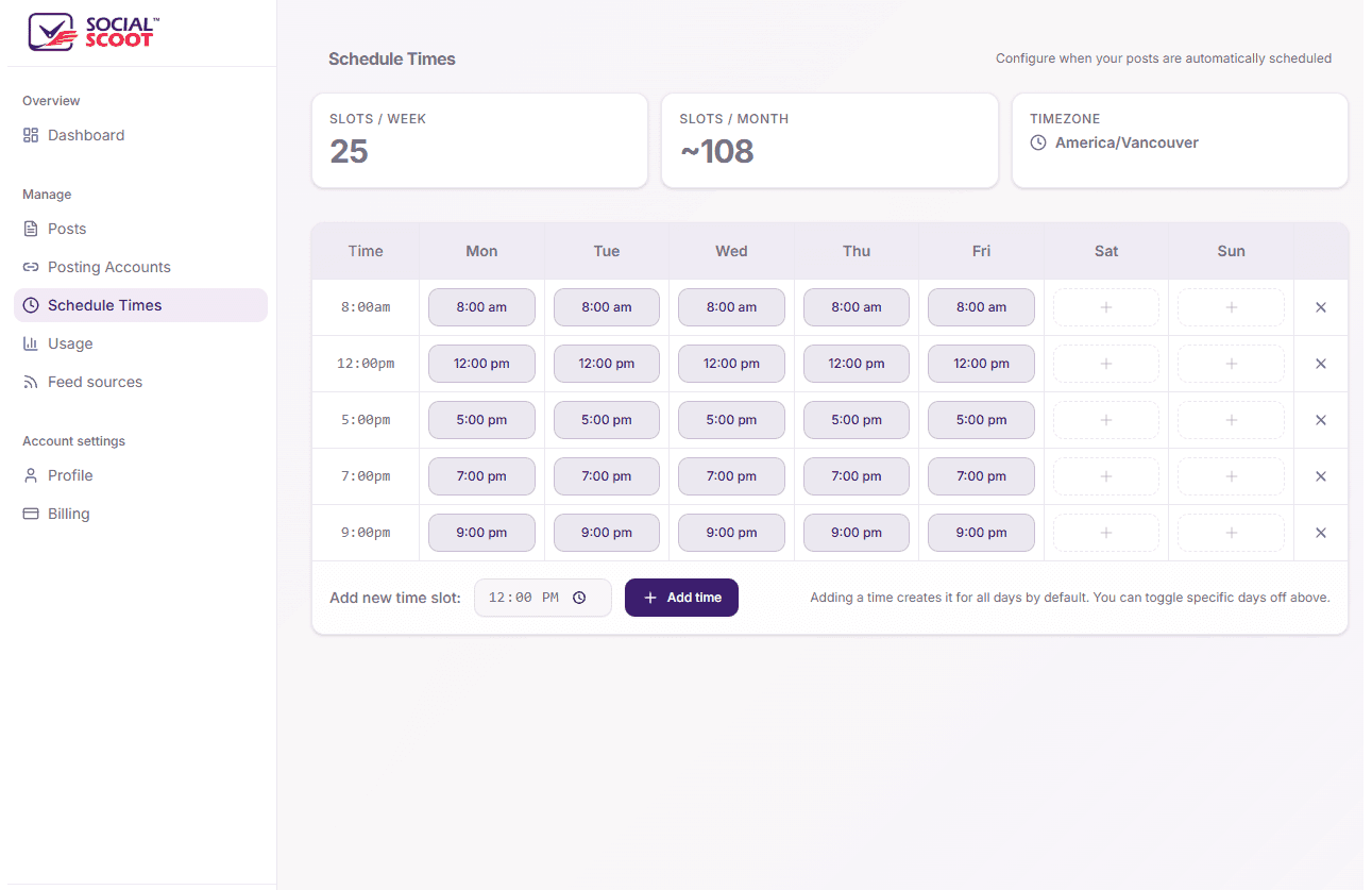Scheduled Time Slots